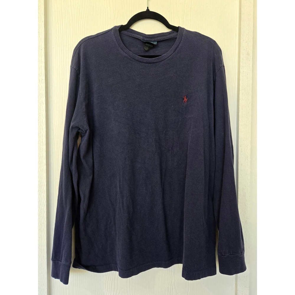 Polo Ralph Lauren Navy Blue Long Sleeve T-Shirt Sz L Classic Preppy Old Money